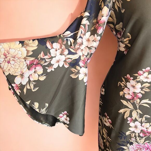 NY & CO Stretch Floral Hunter Green Midi Sheath Dress - Size L - Picture 5 of 8